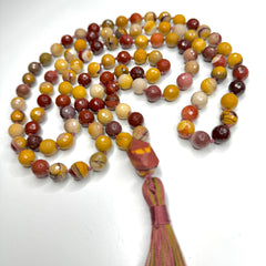 Faceted Mookaite Hand Knotted Mala | 10mm 108 Bead | Prayer Beads | Meditation Necklace | Mantra | Sound Healing |  Reiki Infused