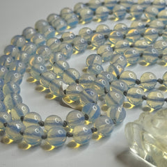 Opalite Ganesha Mala 8mm | 108 Bead | Hand Knotted | Prayer Beads | Meditation Necklace | Mantra | Sound Healing |  Reiki Infused