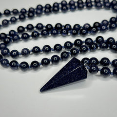 Blue Goldstone Hand Knotted Mala | Japa Mala | Prayer Beads | Meditation Necklace | 8mm 108 Bead | Mantra, Sound Healing and Reiki Infused