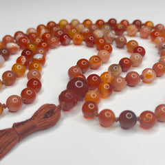 Banded Carnelian Mala 6mm | 108 Bead | Japa Mala | Hand Knotted | Mantra | Sound Healing | Reiki Infused