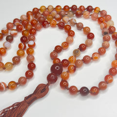 Banded Carnelian Mala 6mm | 108 Bead | Japa Mala | Hand Knotted | Mantra | Sound Healing | Reiki Infused