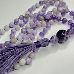 Purple Opal & Amethyst Hand Knotted Mala 8mm | 108 Bead |  Mantra | Sound Healing | Reiki Infused