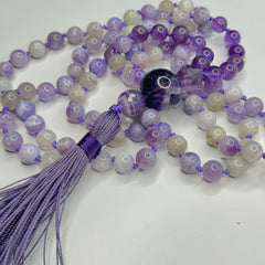Purple Opal & Amethyst Hand Knotted Mala 8mm | 108 Bead |  Mantra | Sound Healing | Reiki Infused