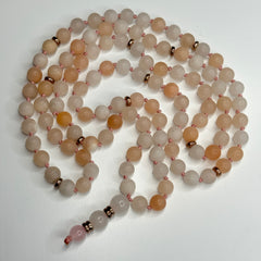 Pink Aventurine Hand Knotted Mala 6mm | 108 Bead | Prayer Beads | Meditation Necklace | Mantra | Sound Healing | Reiki Infused