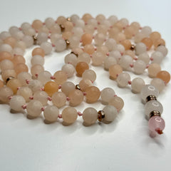 Pink Aventurine Hand Knotted Mala 6mm | 108 Bead | Prayer Beads | Meditation Necklace | Mantra | Sound Healing | Reiki Infused