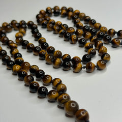 Tigers Eye Hand Knotted Bead Mala 6mm 108, Prayer Beads Mantra, Sound Healing, & Reiki Infused