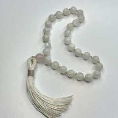 Moonstone Hand Knotted Hand Mala 8mm | 27 Bead | Prayer Bead | Japa Mala | Meditation Bracelet | Mantra and Reiki Infused