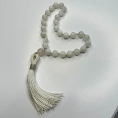 Moonstone Hand Knotted Hand Mala 8mm | 27 Bead | Prayer Bead | Japa Mala | Meditation Bracelet | Mantra and Reiki Infused