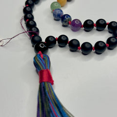 Black Matte Onyx Chakra Hand Knotted Hand Mala 8mm | 27 Bead | Prayer Bead | Japa Mala | Meditation Bracelet | Mantra and Reiki Infused