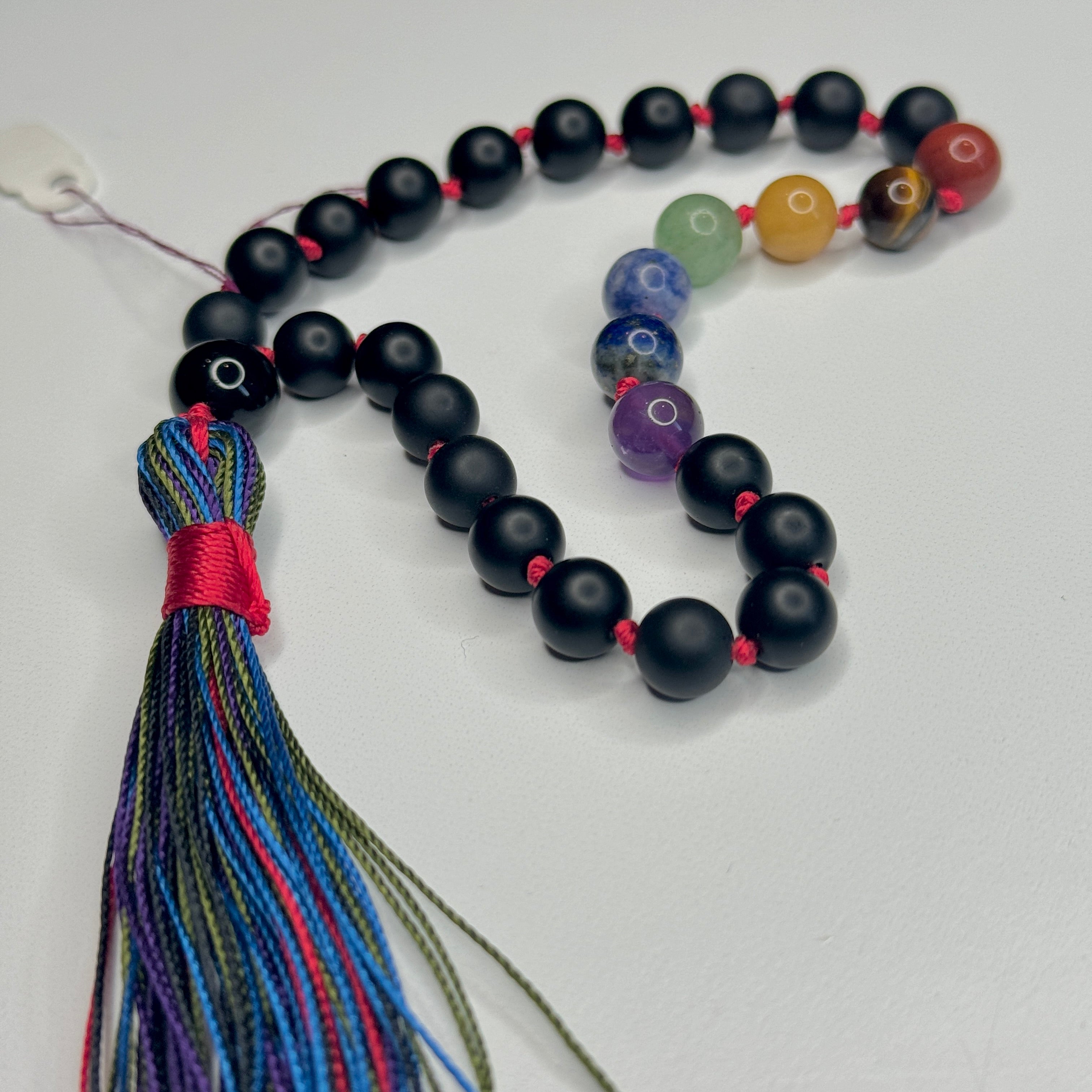 Black Matte Onyx Chakra Hand Knotted Hand Mala 8mm | 27 Bead | Prayer Bead | Japa Mala | Meditation Bracelet | Mantra and Reiki Infused