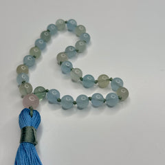 Morganite Hand Knotted Hand Mala 8mm | 27 Bead | Prayer Bead | Japa Mala | Meditation Bracelet | Mantra and Reiki Infused