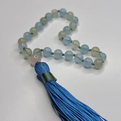 Morganite Hand Knotted Hand Mala 8mm | 27 Bead | Prayer Bead | Japa Mala | Meditation Bracelet | Mantra and Reiki Infused