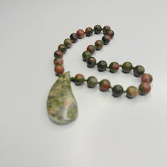 Unakite Hand Knotted Hand Mala 8mm | 27 Bead | Prayer Bead | Japa Mala | Meditation Bracelet | Mantra and Reiki Infused