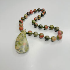 Unakite Hand Knotted Hand Mala 8mm | 27 Bead | Prayer Bead | Japa Mala | Meditation Bracelet | Mantra and Reiki Infused