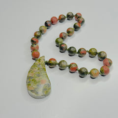Unakite Hand Knotted Hand Mala 8mm | 27 Bead | Prayer Bead | Japa Mala | Meditation Bracelet | Mantra and Reiki Infused