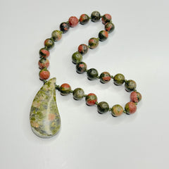 Unakite Hand Knotted Hand Mala 8mm | 27 Bead | Prayer Bead | Japa Mala | Meditation Bracelet | Mantra and Reiki Infused