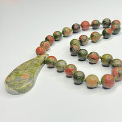 Unakite Hand Knotted Hand Mala 8mm | 27 Bead | Prayer Bead | Japa Mala | Meditation Bracelet | Mantra and Reiki Infused