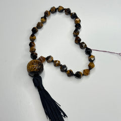 Faceted Tigers Eye Hand Knotted Hand Mala 8mm | 27 Bead | Prayer Bead | Japa Mala | Meditation Bracelet | Mantra and Reiki Infused