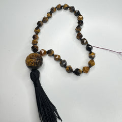 Faceted Tigers Eye Hand Knotted Hand Mala 8mm | 27 Bead | Prayer Bead | Japa Mala | Meditation Bracelet | Mantra and Reiki Infused