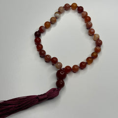 Banded Carnelian Hand Knotted Hand Mala 6mm | 27 Bead | Prayer Bead | Japa Mala | Meditation Bracelet | Mantra and Reiki Infused