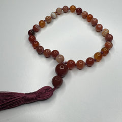Banded Carnelian Hand Knotted Hand Mala 6mm | 27 Bead | Prayer Bead | Japa Mala | Meditation Bracelet | Mantra and Reiki Infused