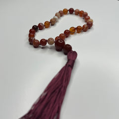 Banded Carnelian Hand Knotted Hand Mala 6mm | 27 Bead | Prayer Bead | Japa Mala | Meditation Bracelet | Mantra and Reiki Infused