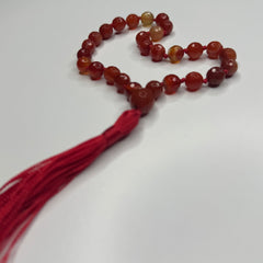 Faceted Carnelian Hand Knotted Hand Mala 8mm | 27 Bead | Prayer Bead | Japa Mala | Meditation Bracelet | Mantra and Reiki Infused