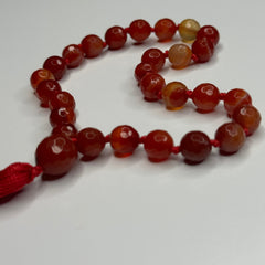 Faceted Carnelian Hand Knotted Hand Mala 8mm | 27 Bead | Prayer Bead | Japa Mala | Meditation Bracelet | Mantra and Reiki Infused