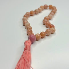 Peach Moonstone Hand Knotted Hand Mala 8mm | 27 Bead | Prayer Bead | Japa Mala | Meditation Bracelet | Mantra and Reiki Infused