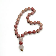 Faceted Rhodonite & Moonstone Hand Mala 8mm (27 beads)