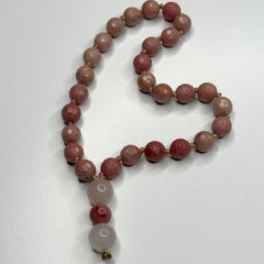 Faceted Rhodonite & Moonstone Hand Mala 8mm (27 beads)