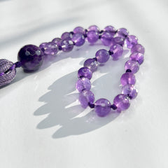 Faceted Amethyst Hand Knotted Hand Mala 6mm | 27 Bead | Prayer Bead | Japa Mala | Meditation Bracelet | Mantra and Reiki Infused