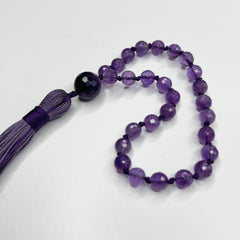 Faceted Amethyst Hand Knotted Hand Mala 6mm | 27 Bead | Prayer Bead | Japa Mala | Meditation Bracelet | Mantra and Reiki Infused