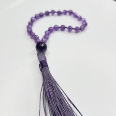 Faceted Amethyst Hand Knotted Hand Mala 6mm | 27 Bead | Prayer Bead | Japa Mala | Meditation Bracelet | Mantra and Reiki Infused