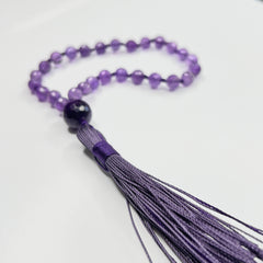 Faceted Amethyst Hand Knotted Hand Mala 6mm | 27 Bead | Prayer Bead | Japa Mala | Meditation Bracelet | Mantra and Reiki Infused
