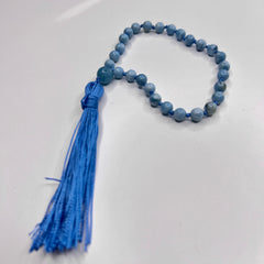 Larimar Hand Knotted Hand Mala 6mm | 27 Bead | Prayer Bead | Japa Mala | Meditation Bracelet | Mantra and Reiki Infused