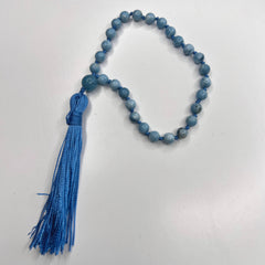 Larimar Hand Knotted Hand Mala 6mm | 27 Bead | Prayer Bead | Japa Mala | Meditation Bracelet | Mantra and Reiki Infused