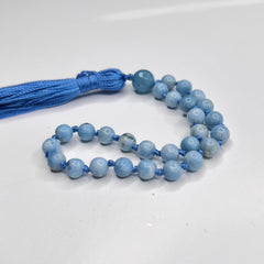 Larimar Hand Knotted Hand Mala 6mm | 27 Bead | Prayer Bead | Japa Mala | Meditation Bracelet | Mantra and Reiki Infused