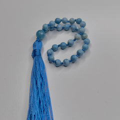 Larimar Hand Knotted Hand Mala 6mm | 27 Bead | Prayer Bead | Japa Mala | Meditation Bracelet | Mantra and Reiki Infused