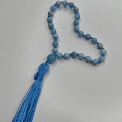 Larimar Hand Knotted Hand Mala 6mm | 27 Bead | Prayer Bead | Japa Mala | Meditation Bracelet | Mantra and Reiki Infused