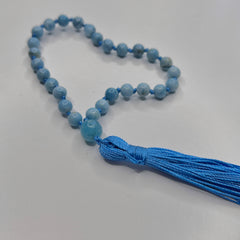 Larimar Hand Knotted Hand Mala 6mm | 27 Bead | Prayer Bead | Japa Mala | Meditation Bracelet | Mantra and Reiki Infused