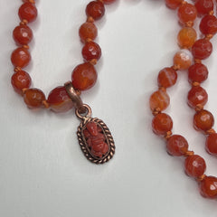 Banded Carnelian Ganesh Ganesha Mala 6mm | 108 Bead | Japa Mala | Hand Knotted | Mantra | Sound Healing | Reiki Infused