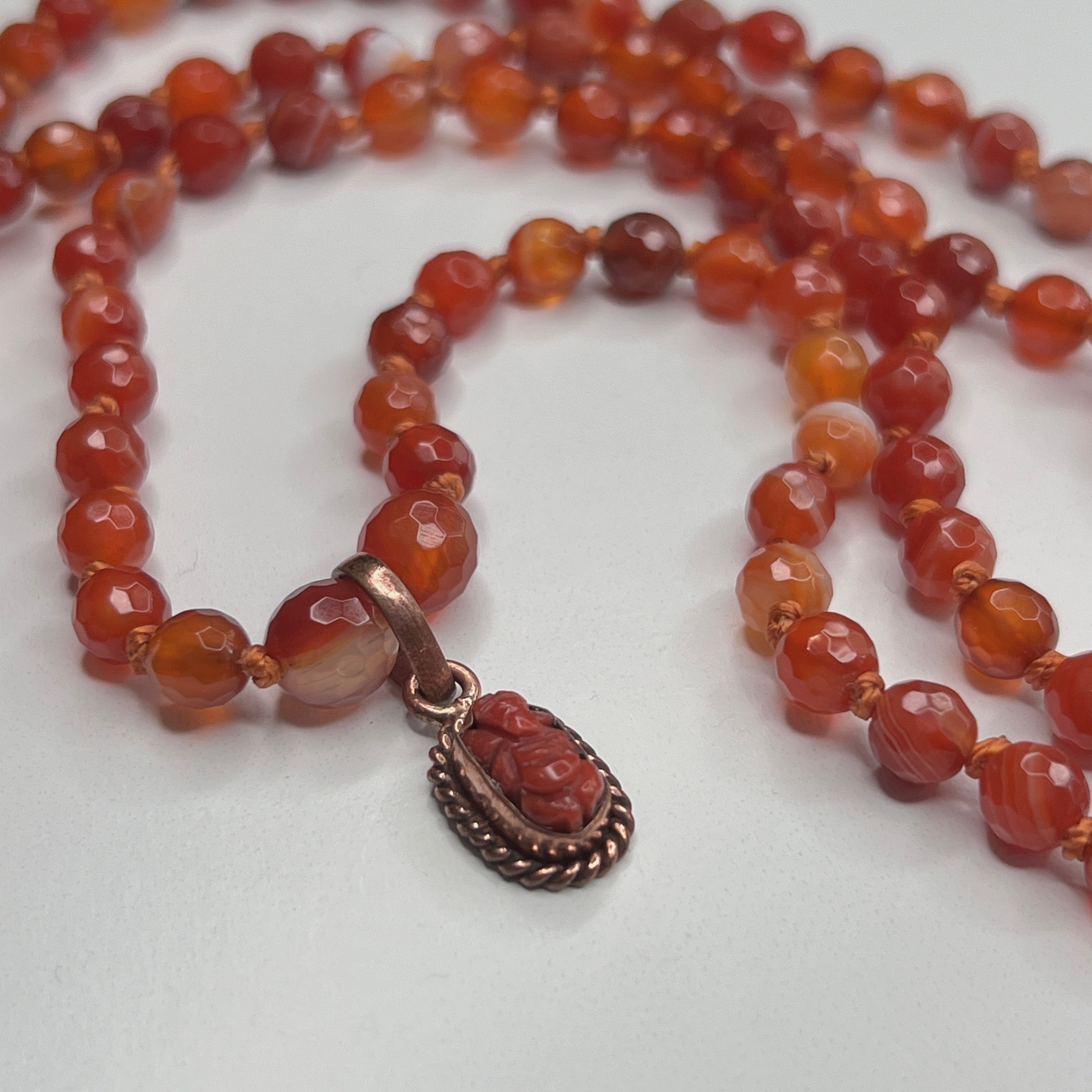Banded Carnelian Ganesh Ganesha Mala 6mm | 108 Bead | Japa Mala | Hand Knotted | Mantra | Sound Healing | Reiki Infused