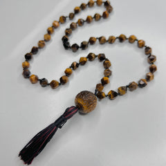 Kids Tiger's Eye Faceted Hand Knotted Mala 8mm (54 beads) | Japamala | Prayer Beads | Meditation Necklace | Mantra, Sound & Reiki Infused