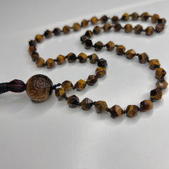 Kids Tiger's Eye Faceted Hand Knotted Mala 8mm (54 beads) | Japamala | Prayer Beads | Meditation Necklace | Mantra, Sound & Reiki Infused