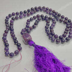 Lepidolite Mala 8mm | 108 Bead | Hand Knotted | Mantra | Sound Healing | Reiki Infused