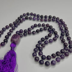 Lepidolite Mala 8mm | 108 Bead | Hand Knotted | Mantra | Sound Healing | Reiki Infused