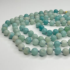 Amazonite Hand Knotted Mala 8mm | 108 Bead | Prayer Bead | Japa Mala | Meditation Necklace | Mantra and Reiki Infused