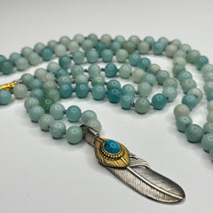 Amazonite Hand Knotted Mala 8mm | 108 Bead | Prayer Bead | Japa Mala | Meditation Necklace | Mantra and Reiki Infused