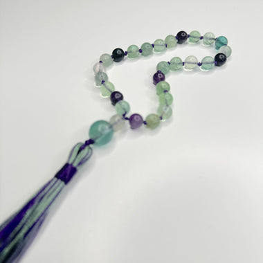 Flourite Hand Knotted Hand Mala 8mm | 27 Bead | Prayer Bead | Japa Mala | Meditation Bracelet | Mantra and Reiki Infused